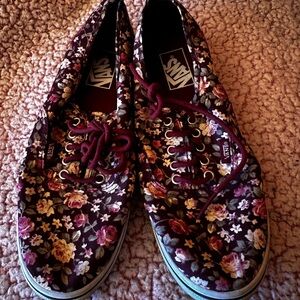 Vans Women's Floral Sneakers - Burgundy